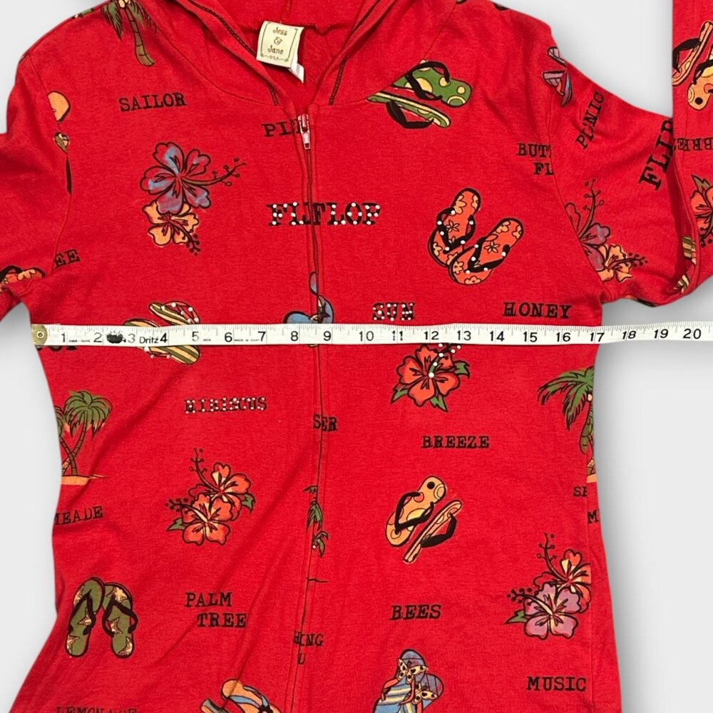 Vintage Jess & Jane Full Zip Hoodie Asian Art Y2K Flipflop - Picture 6 of 7